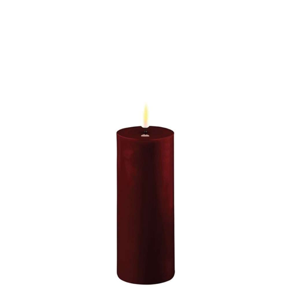 DELUXE HOMEART LED CANDLE REAL FLAME DARK BOURGONGE RED Ø5CM x 12.5CM