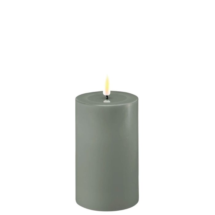 DELUXE HOMEART LED CANDLE REAL FLAME SALVIE GREEN Ø7.5CM x 12.5CM