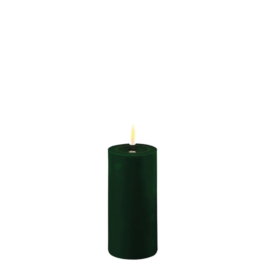 DELUXE HOMEART LED CANDLE REAL FLAME DARK GREEN Ø5CM x 10CM