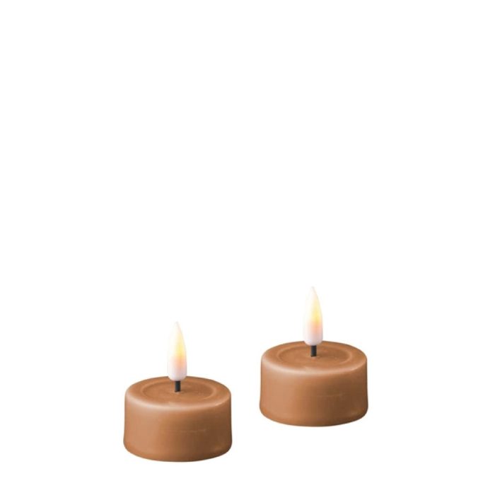 DELUXE HOMEART LED CANDLE REAL FLAME CARAMEL Ø4CM x 4.5CM 2 STUKS