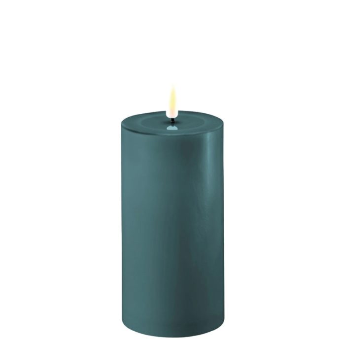 DELUXE HOMEART LED CANDLE REAL FLAME JADE GREEN Ø7.5CM x 15CM