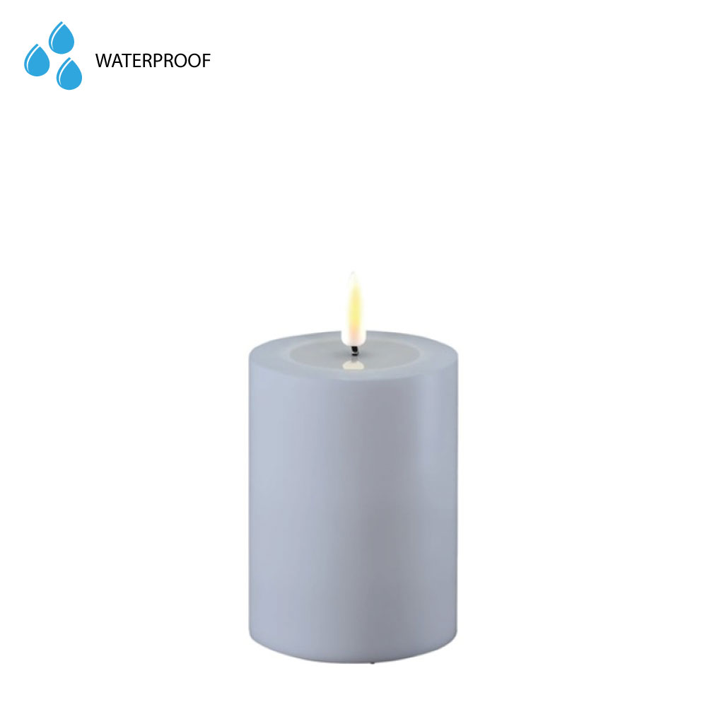 DELUXE HOMEART LED CANDLE REAL FLAME DUST BLUE Ø7.5CM x 10CM OUTDOOR