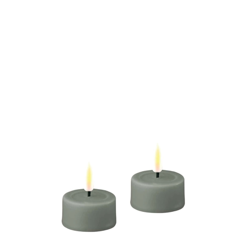 DELUXE HOMEART LED CANDLE REAL FLAME SALVIE GREEN Ø4CM x 1.5CM 2 STUKS TEALIGHTS