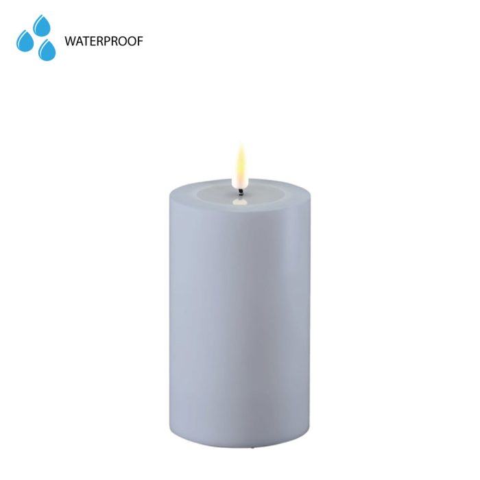 DELUXE HOMEART LED CANDLE REAL FLAME DUST BLUE Ø7.5CM x 12.5CM OUTDOOR