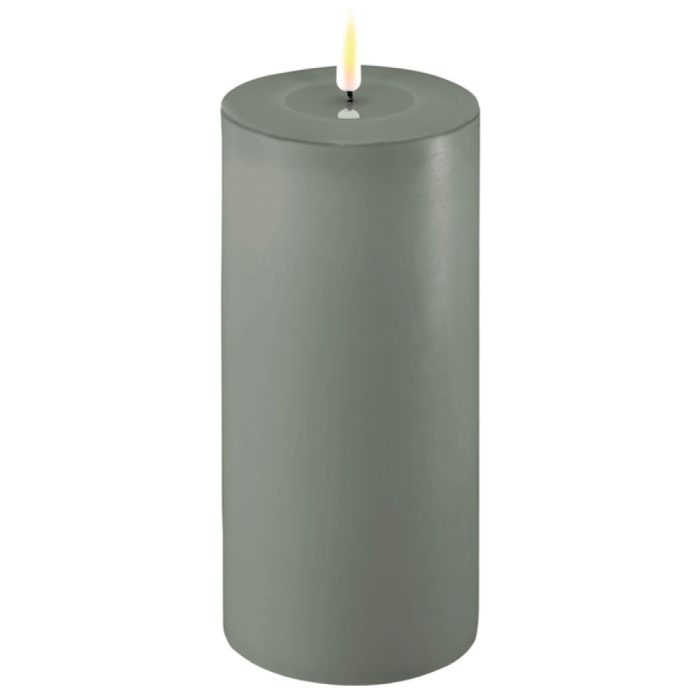 DELUXE HOMEART LED CANDLE REAL FLAME SALVIE GREEN Ø10CM x 20CM