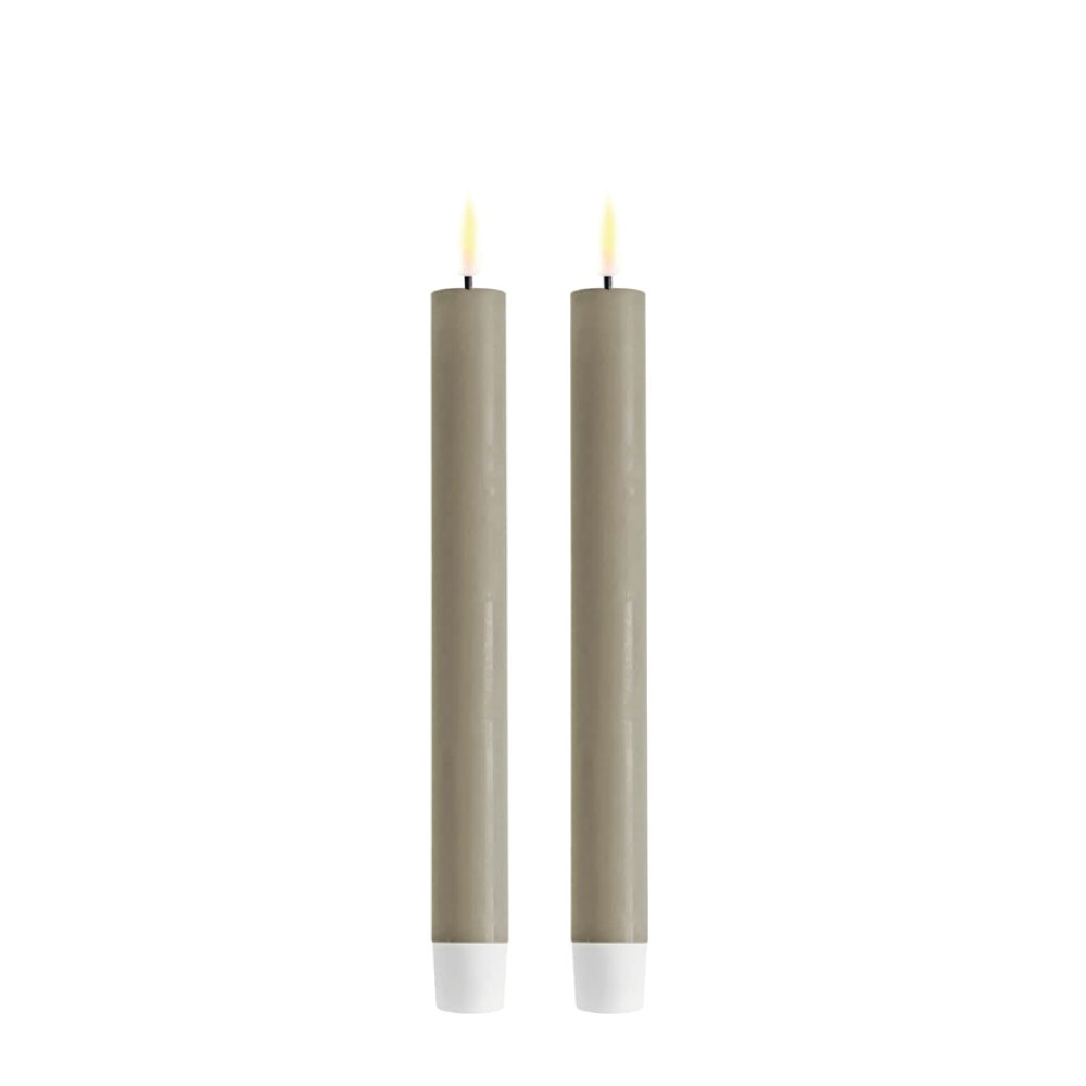 DELUXE HOMEART LED DINNER CANDLE REAL FLAME SAND Ø2.2CM x 24CM 2 STUKS