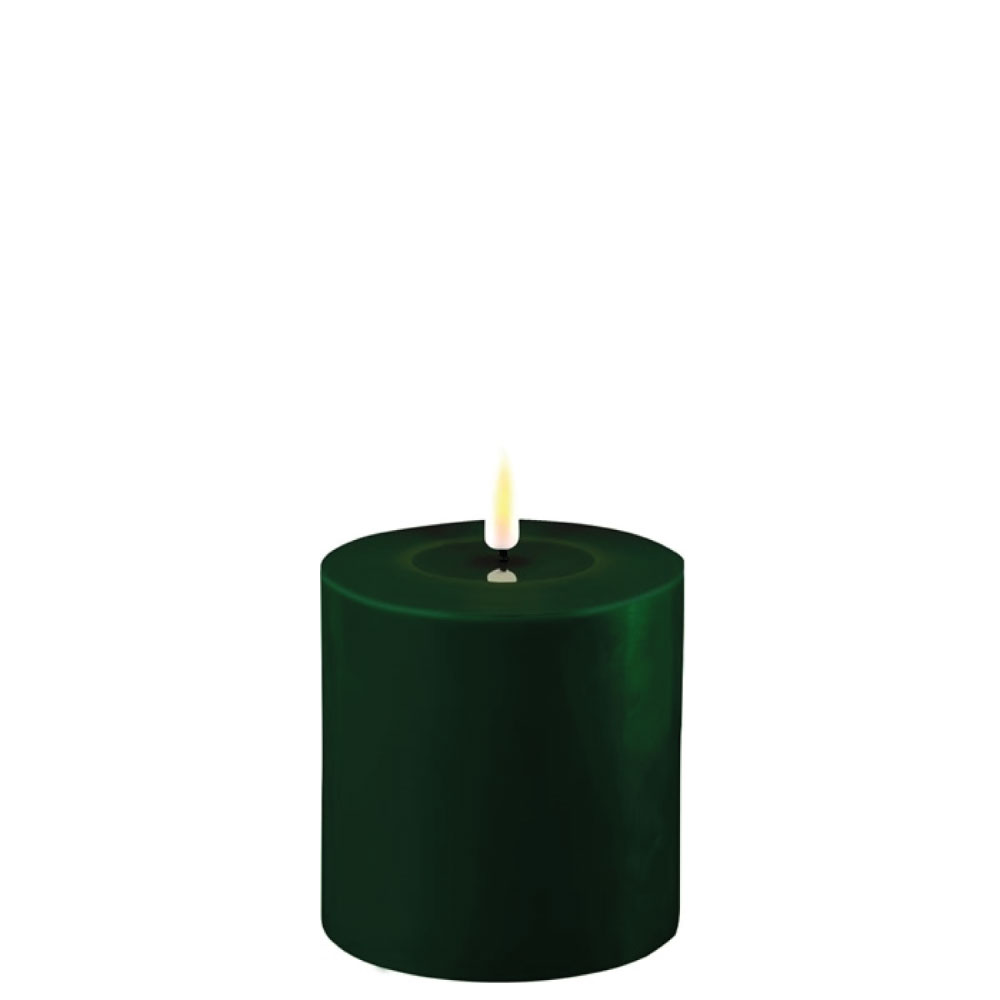 DELUXE HOMEART LED CANDLE REAL FLAME DARK GREEN Ø10CM x 10CM