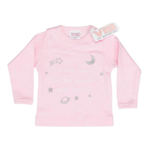 VIB T-SHIRTJE ROZE I LOVE YOU TO THE MOON AND BACK! 0-3 MAANDEN