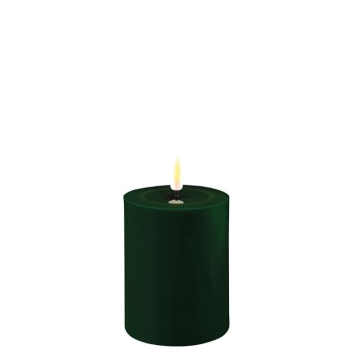 DELUXE HOMEART LED CANDLE REAL FLAME DARK GREEN Ø7.5CM x 10CM