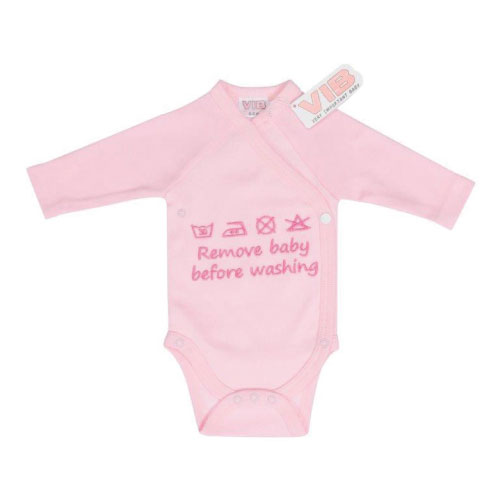 VIB ROMPERTJE ROZE REMOVE BABY BEFORE WASHING