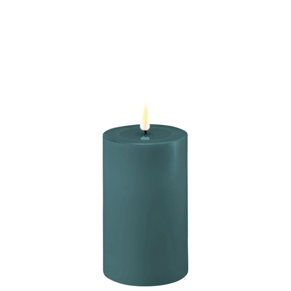 DELUXE HOMEART LED CANDLE REAL FLAME JADE GREEN Ø7.5CM x 12.5CM
