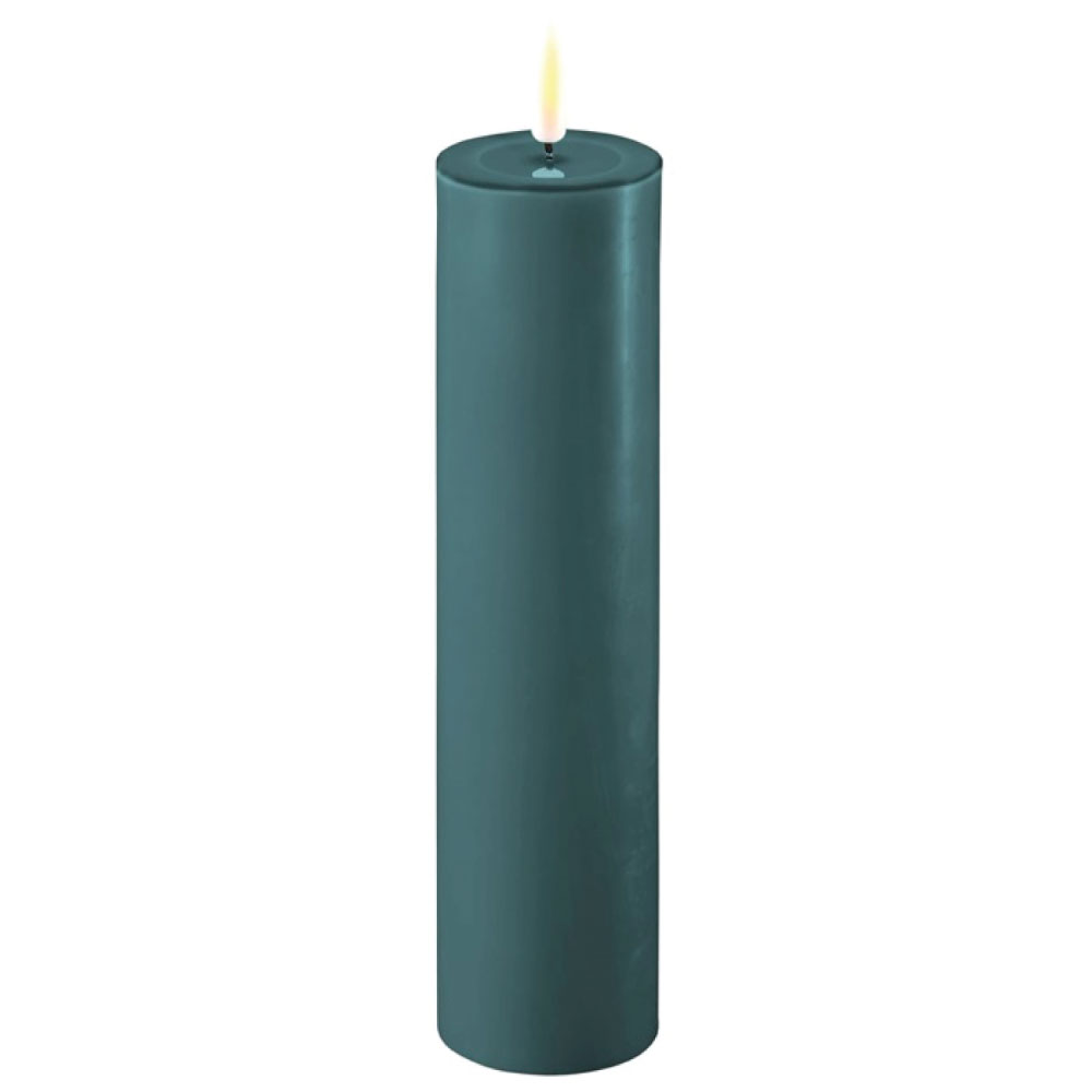 DELUXE HOMEART LED CANDLE REAL FLAME JADE GREEN Ø5CM x 20CM
