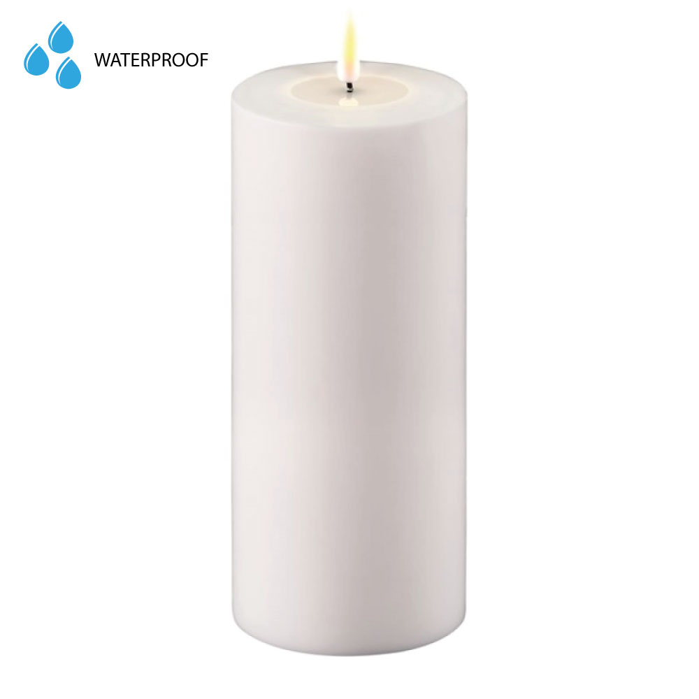 DELUXE HOMEART LED CANDLE REAL FLAME WHITE Ø10CM x 20CM OUTDOOR