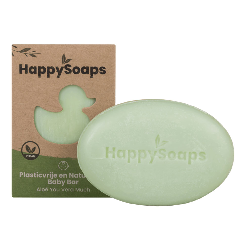 HAPPY SOAPS BABY & KIDS SHAMPOO EN BODY WASH BAR ALOE YOU VERA MUCH 80 GRAM