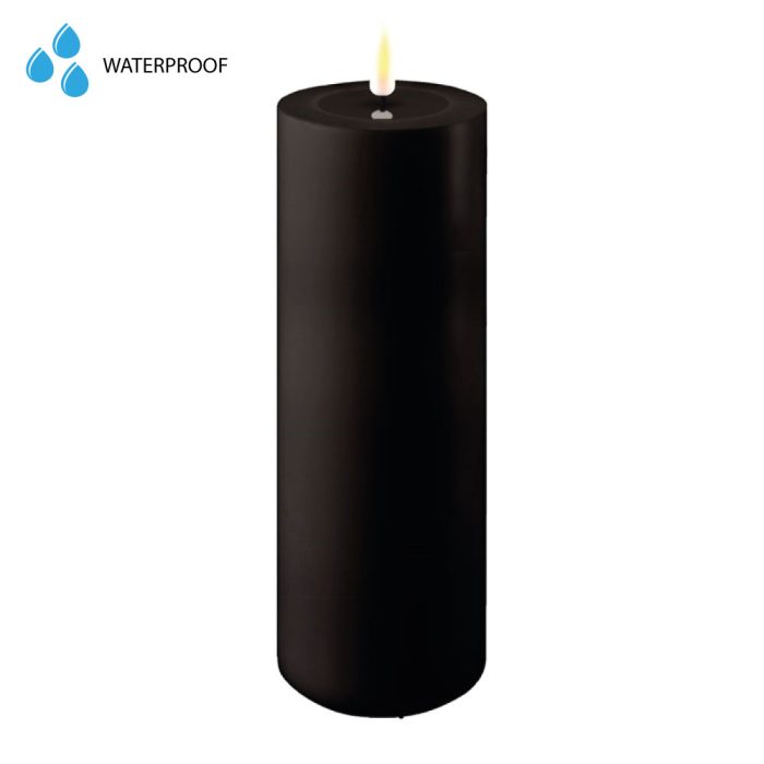 DELUXE HOMEART LED CANDLE REAL FLAME BLACK Ø7.5CM x 20CM OUTDOOR
