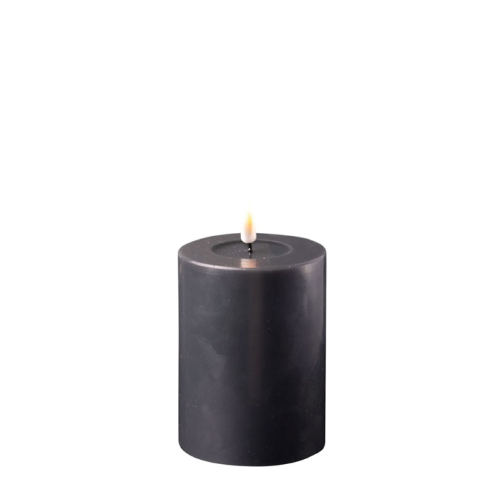DELUXE HOMEART LED CANDLE REAL FLAME BLACK Ø7.5CM x 10CM