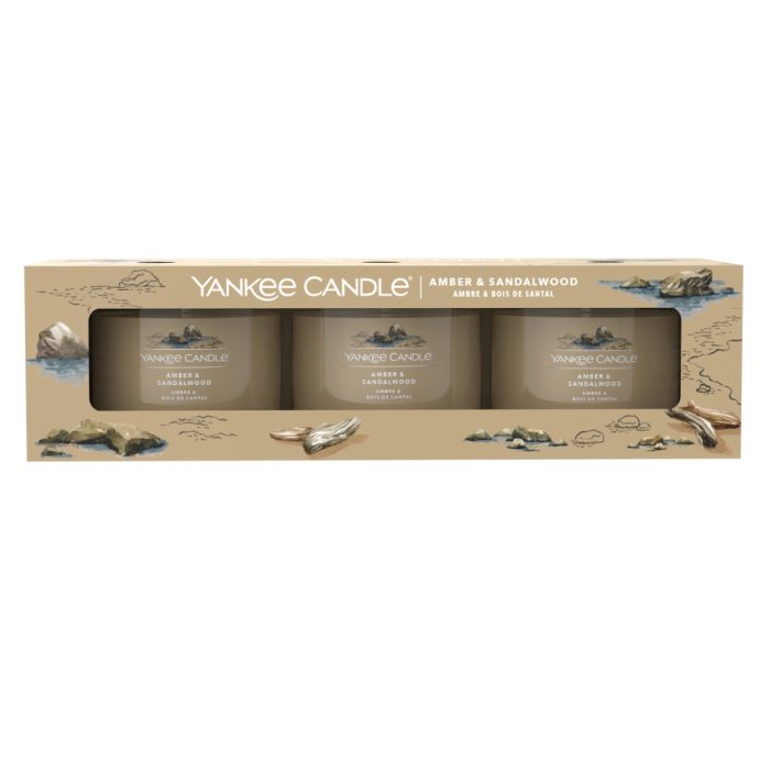 YANKEE CANDLE AMBER & SANDALWOOD MINI CANDLE 3-PACK