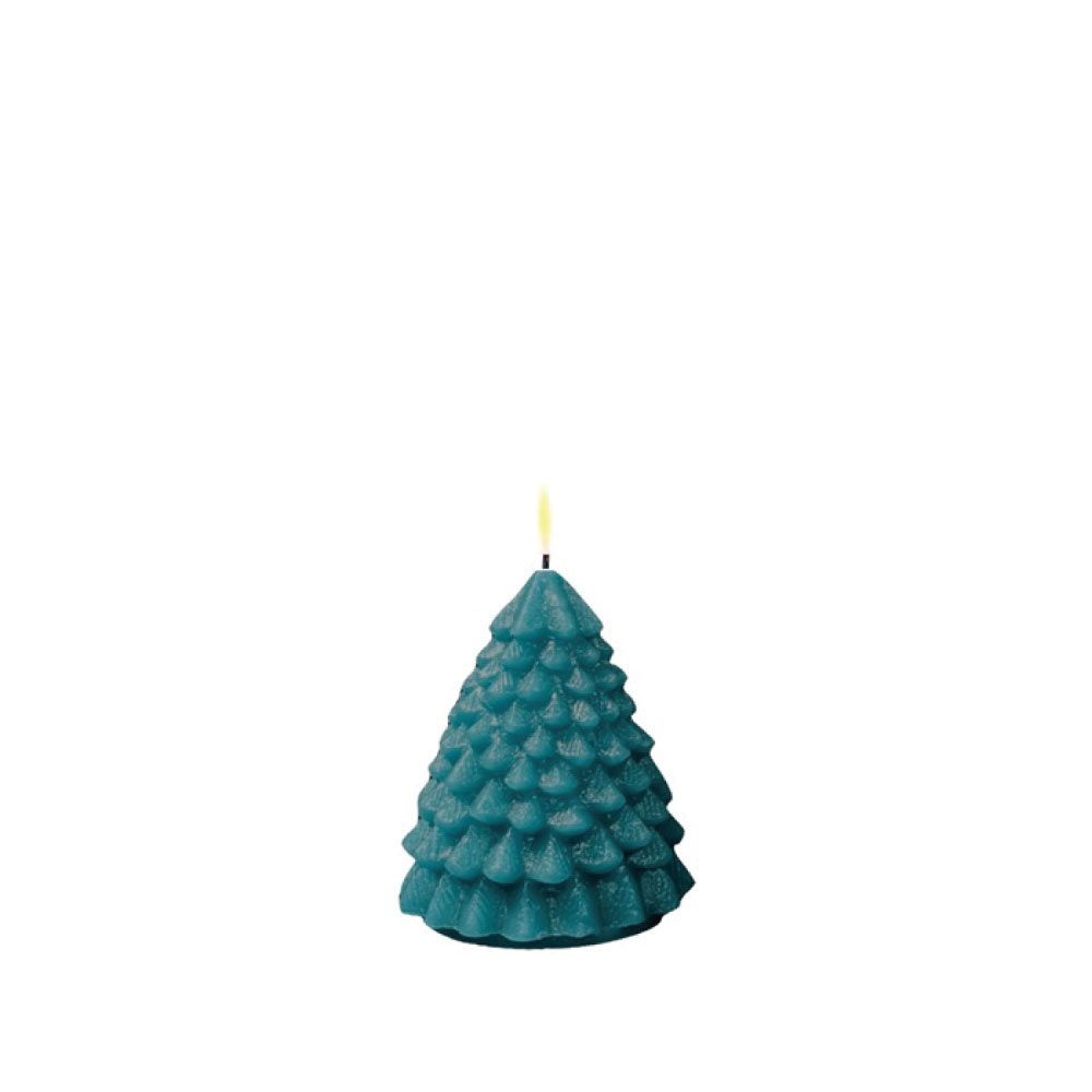 DELUXE HOMEART LED CANDLE REAL FLAME JADE GREEN CHRISTMAS TREE Ø8CM x 11CM