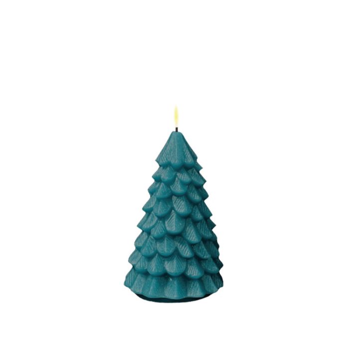 DELUXE HOMEART LED CANDLE REAL FLAME JADE GREEN CHRISTMAS TREE Ø9CM x 16CM