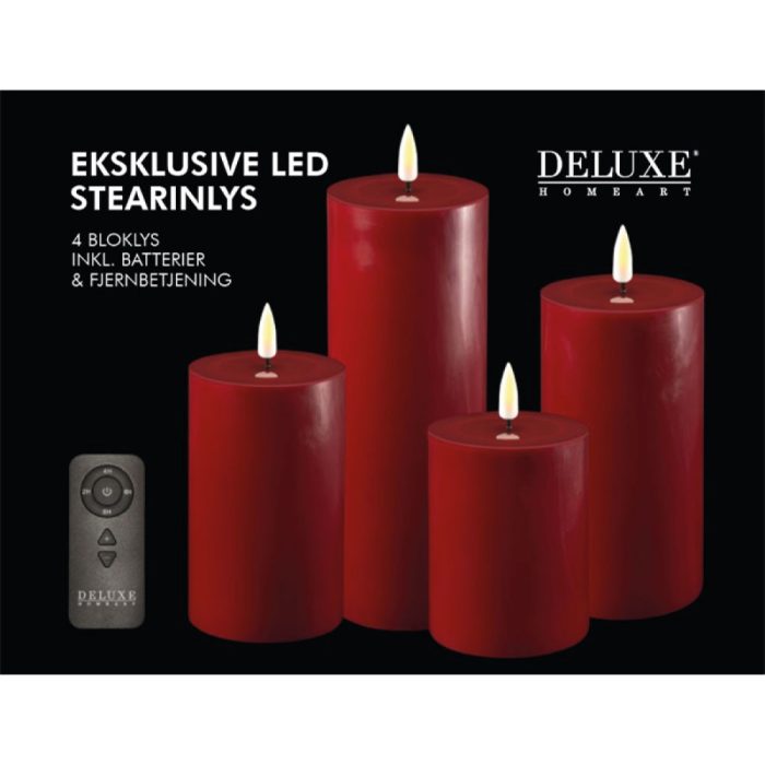 DELUXE HOMEART LED CANDLE REAL FLAME WARM RED GIFT SET