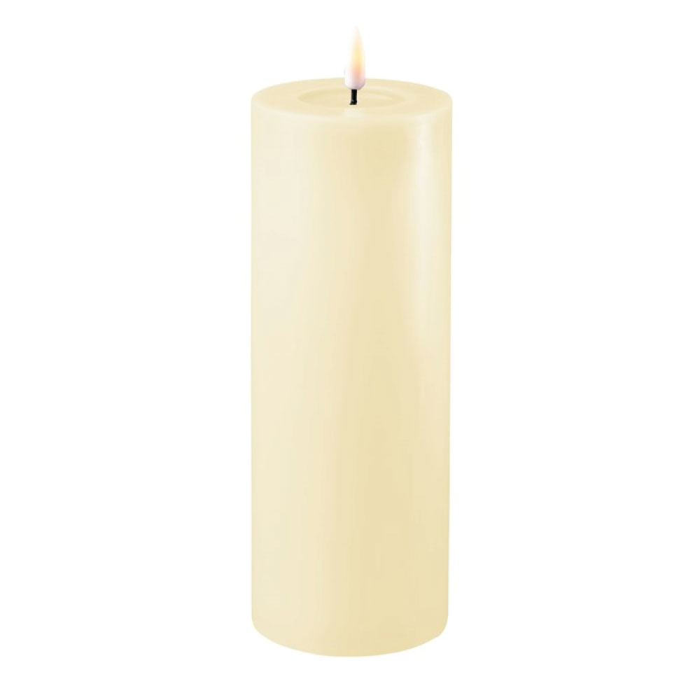 DELUXE HOMEART LED CANDLE REAL FLAME CREAM Ø7.5CM x 20CM