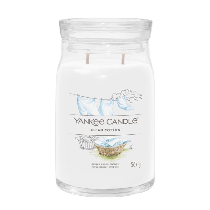 YANKEE CANDLE CLEAN COTTON SIGNATURE 2-WICK LARGE JAR