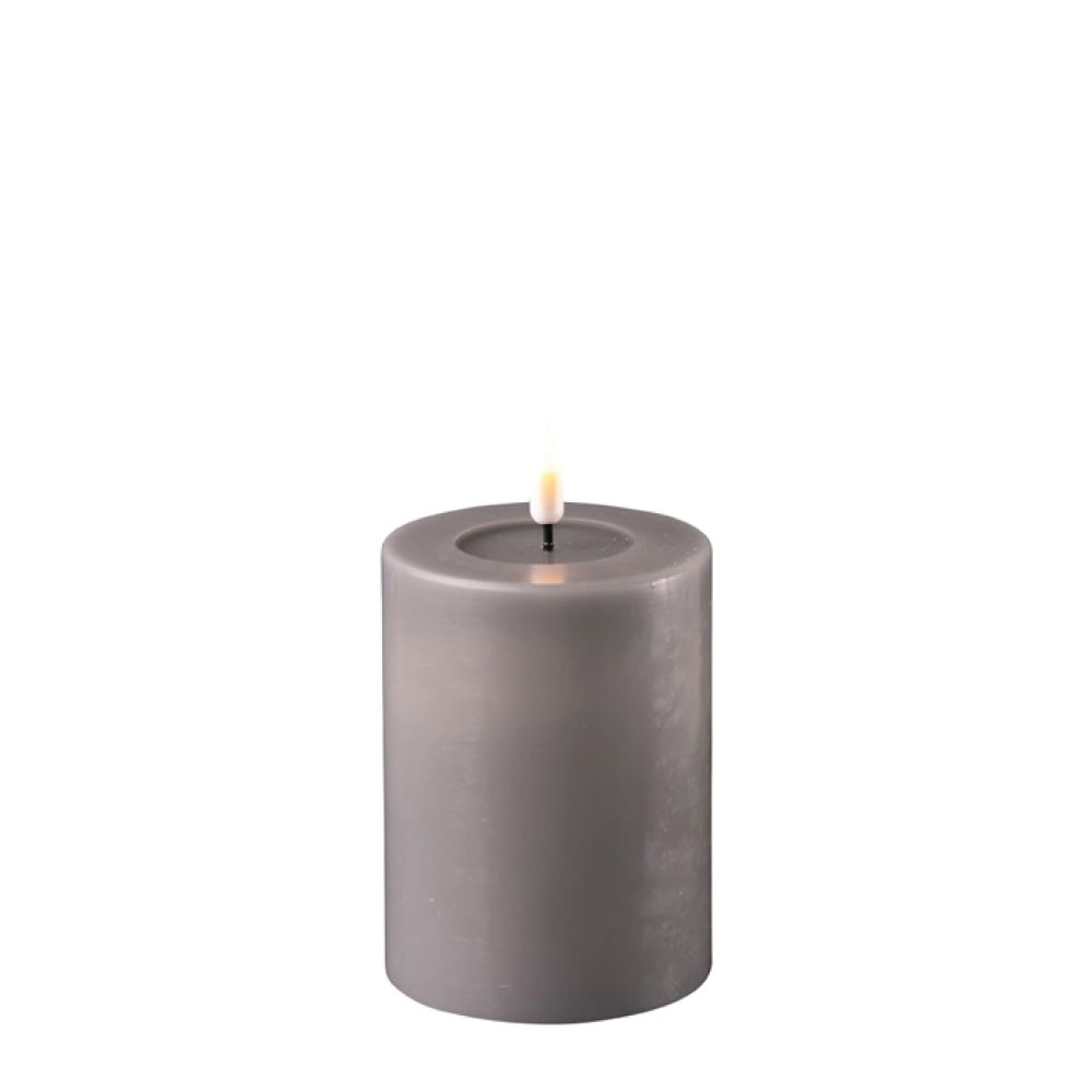DELUXE HOMEART LED CANDLE REAL FLAME GREY Ø7.5CM x 10CM