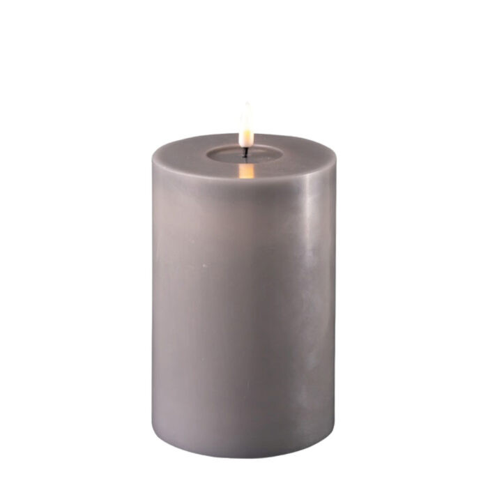 DELUXE HOMEART LED CANDLE REAL FLAME GREY Ø10CM x 15CM