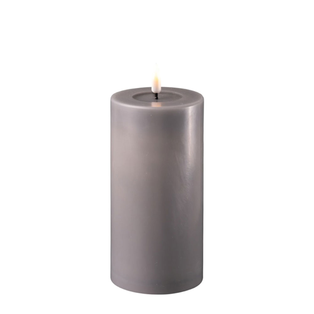 DELUXE HOMEART LED CANDLE REAL FLAME GREY Ø7.5CM x 15CM