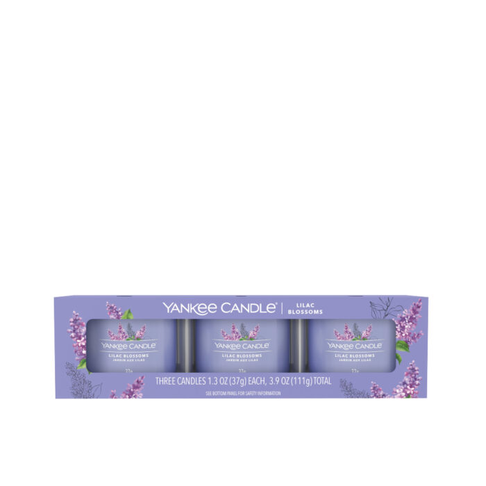 YANKEE CANDLE LILAC BLOSSOMS SIGNATURE FILLED VOTIVE 3-PACK GIFT SET