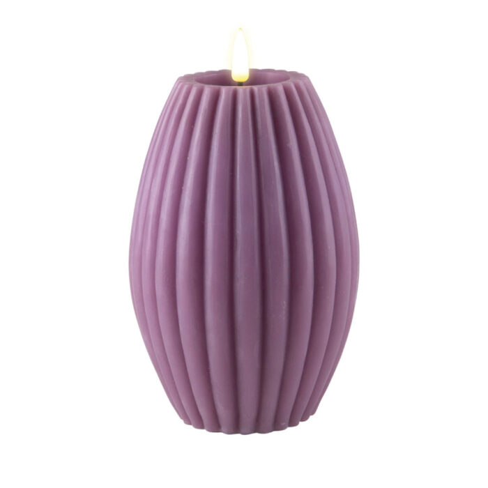 DELUXE HOMEART LED CANDLE REAL FLAME PURPLE STRIPE CANDLE Ø10CM x 15CM