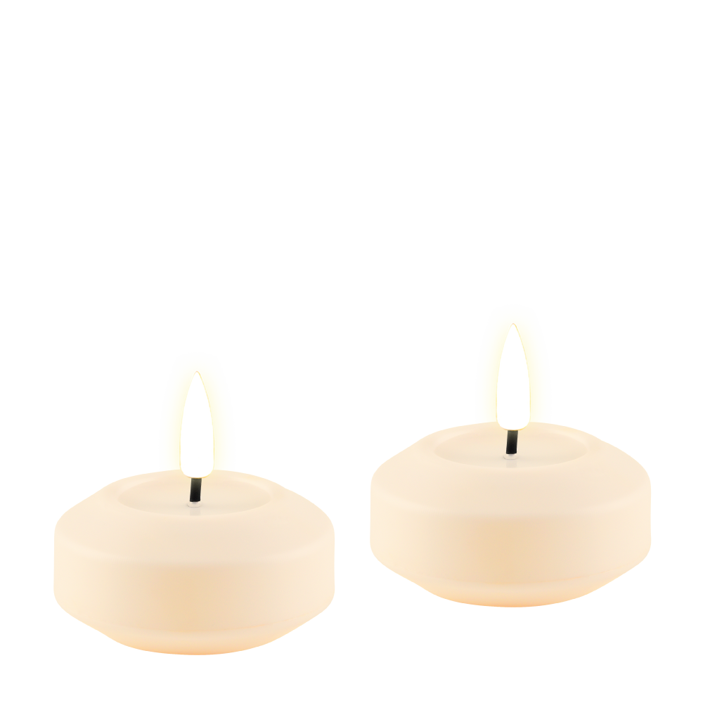 DELUXE HOMEART LED CANDLE REAL FLAME CREAM Ø6.1CM x 4.5CM 2 STUKS FLOATING CANDLES