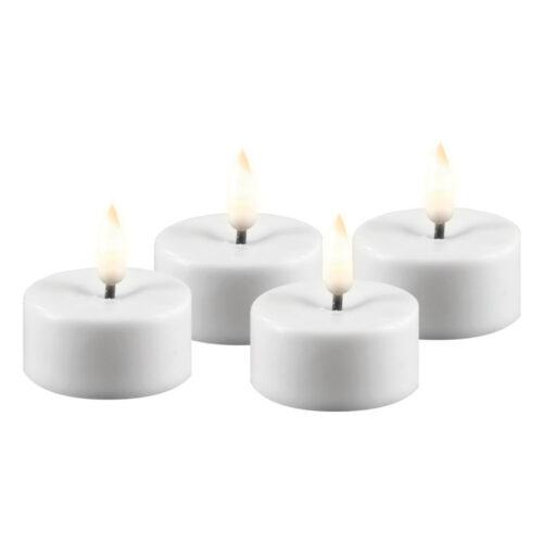 DELUXE HOMEART LED CANDLE REAL FLAME WHITE Ø3.5CM x 1.5CM 4 STUKS TEALIGHTS