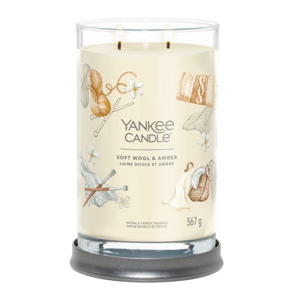 YANKEE CANDLE SOFT WOOL & AMBER SIGNATURE 2-WICK LARGE TUMBLER