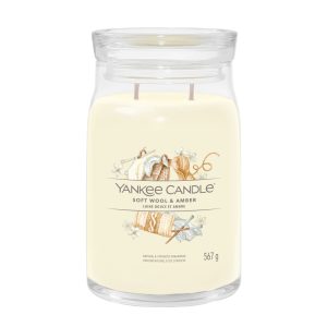 YANKEE CANDLE SOFT WOOL & AMBER SIGNATURE 2-WICK LARGE JAR