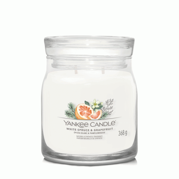 YANKEE CANDLE WHITE SPRUCE & GRAPEFRUIT SIGNATURE 2-WICK MEDIUM JAR