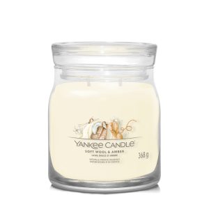 YANKEE CANDLE SOFT WOOL & AMBER SIGNATURE 2-WICK MEDIUM JAR