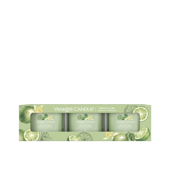 YANKEE CANDLE VANILLA LIME SIGNATURE FILLED VOTIVE 3-PACK GIFT SET