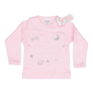 VIB T-SHIRTJE ROZE I LOVE YOU TO THE MOON AND BACK! 0-3 MAANDEN