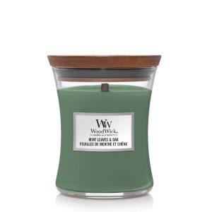 WOODWICK MINT LEAVES AND OAK MEDIUM CANDLE