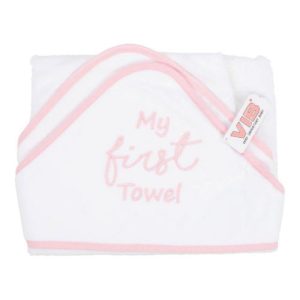 VIB BADCAPE LUXE VELOURS WIT/ROZE MY FIRST TOWEL