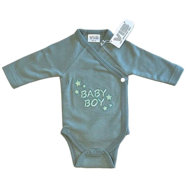 VIB OVERSLAG ROMPERTJE 'BABY BOY' MOS GROEN