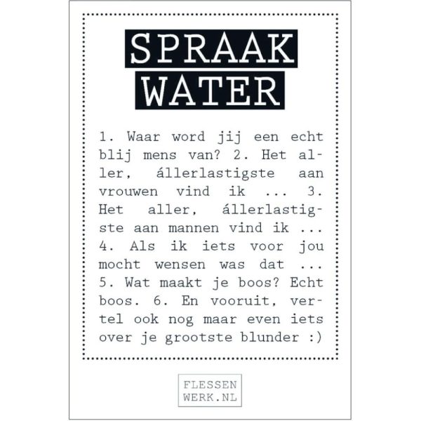 FLESSENWERK - FLES WATER - SPRAAKWATER 750 ML - ZONDER KOOLZUUR