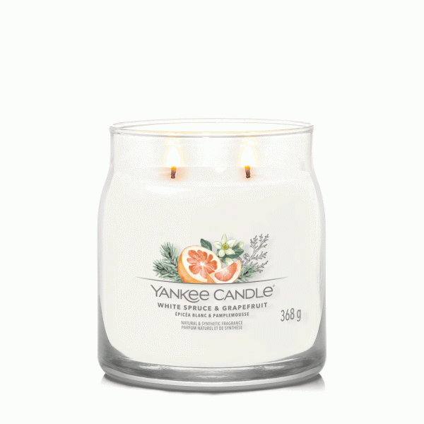 YANKEE CANDLE WHITE SPRUCE & GRAPEFRUIT SIGNATURE 2-WICK MEDIUM JAR