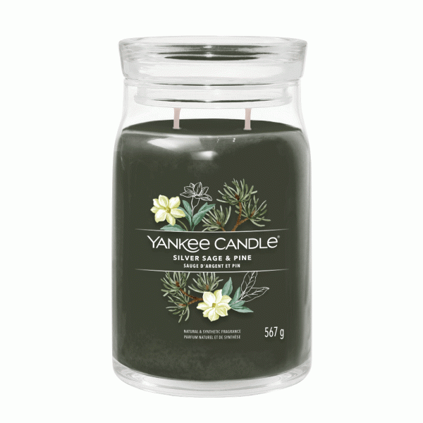 YANKEE CANDLE SILVER SAGE & PINE SIGNATURE 2-WICK LARGE JAR