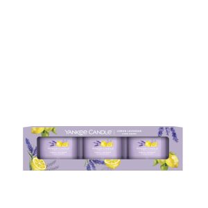 YANKEE CANDLE LEMON LAVENDER SIGNATURE FILLED VOTIVE 3-PACK GIFT SET