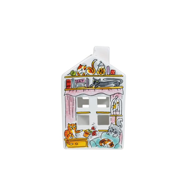 BLOND AMSTERDAM LICHTHUISJE 8CM X 8CM X 14CM CAT LOVER