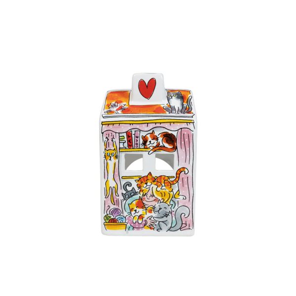 BLOND AMSTERDAM LICHTHUISJE 8CM X 8CM X 14CM CAT LOVER