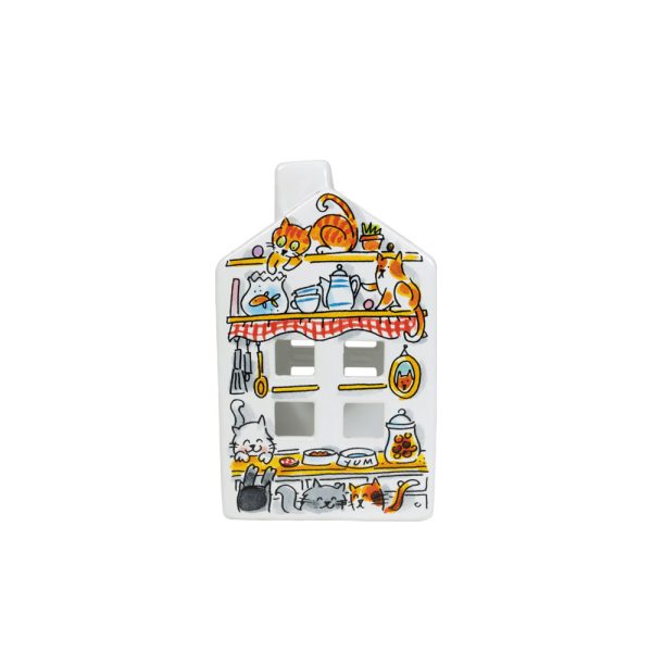 BLOND AMSTERDAM LICHTHUISJE 8CM X 8CM X 14CM CAT LOVER