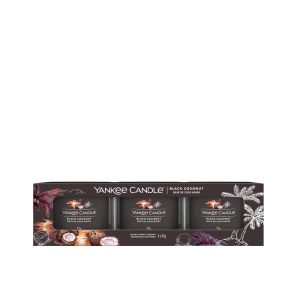 YANKEE CANDLE BLACK COCONUT SIGNATURE FILLED VOTIVE 3-PACK GIFT SET